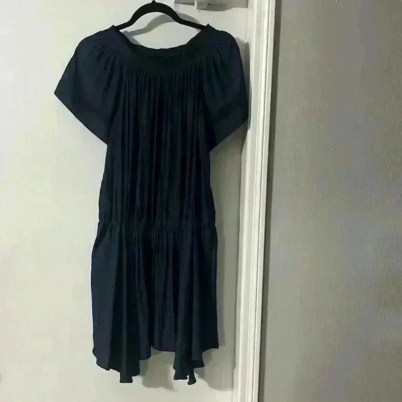 Ramy Brook Womens Jessica Off The Shoulder Mini Dress Size S Navy Asymmetric Hem - Picture 4 of 9